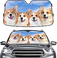 Vista 60 de GENANY Parasol Divertido para Parabrisas de Pareja de Perros Golden Retriever Lindos para Coche SUV Camión (55x30 Pulgadas), Parasol