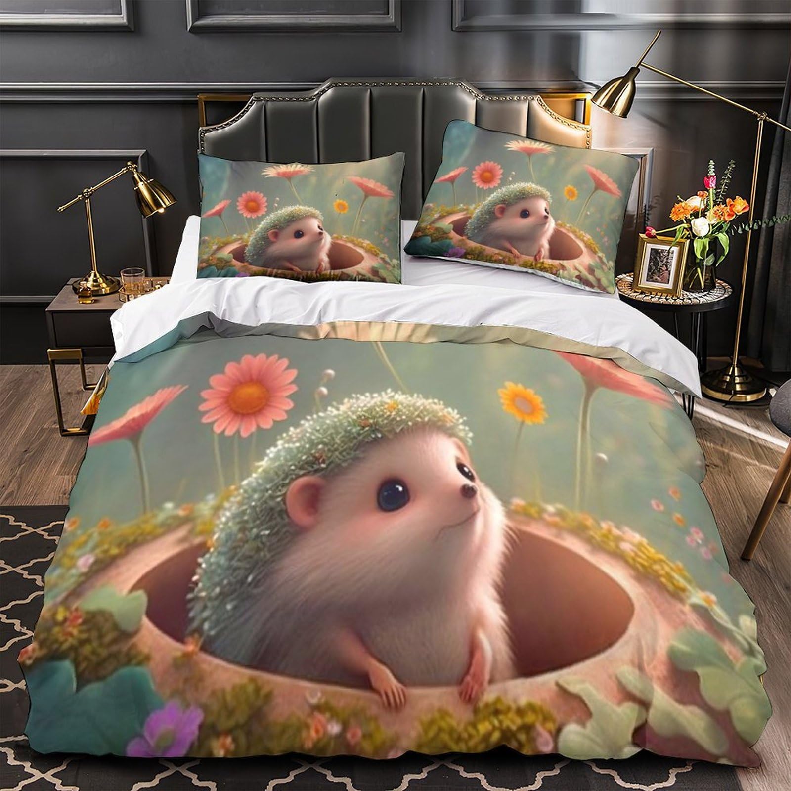 Housse de couette hérisson 3D hypoallergénique et infroissable pour ado