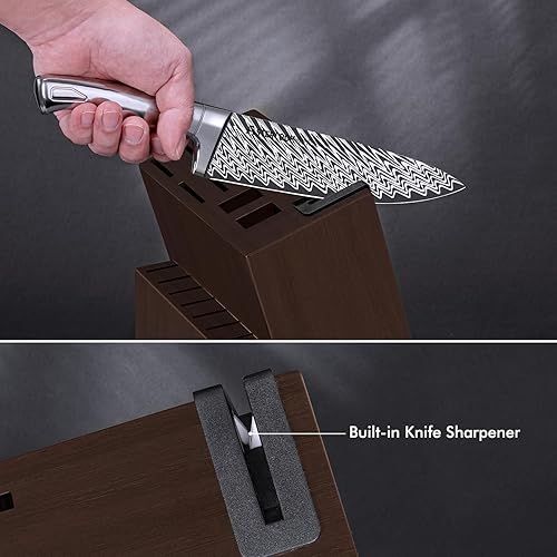 Miniatura 5 de Astercook - Juego de cuchillos de cocina de 21 piezas con afilador integrado, juego de bloques de cuchillos de acero inoxidable alemán, cuchillos