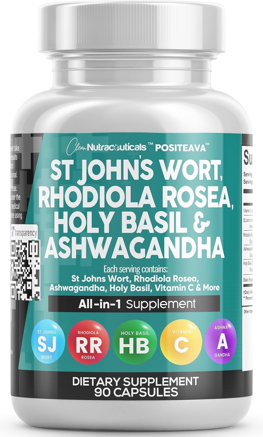 ATHINIKA NUTRITION ST JOHNS WORT 10000MG RHODIOLA ROSEA 20000MG HOLY BASIL 3000MG ASHWAGANDHA 6000MG - MOOD SUPPORT FOR WOMEN AND MEN WITH VITAMIN C & BLACK PEPPER EXTRACT - 90 CAPS