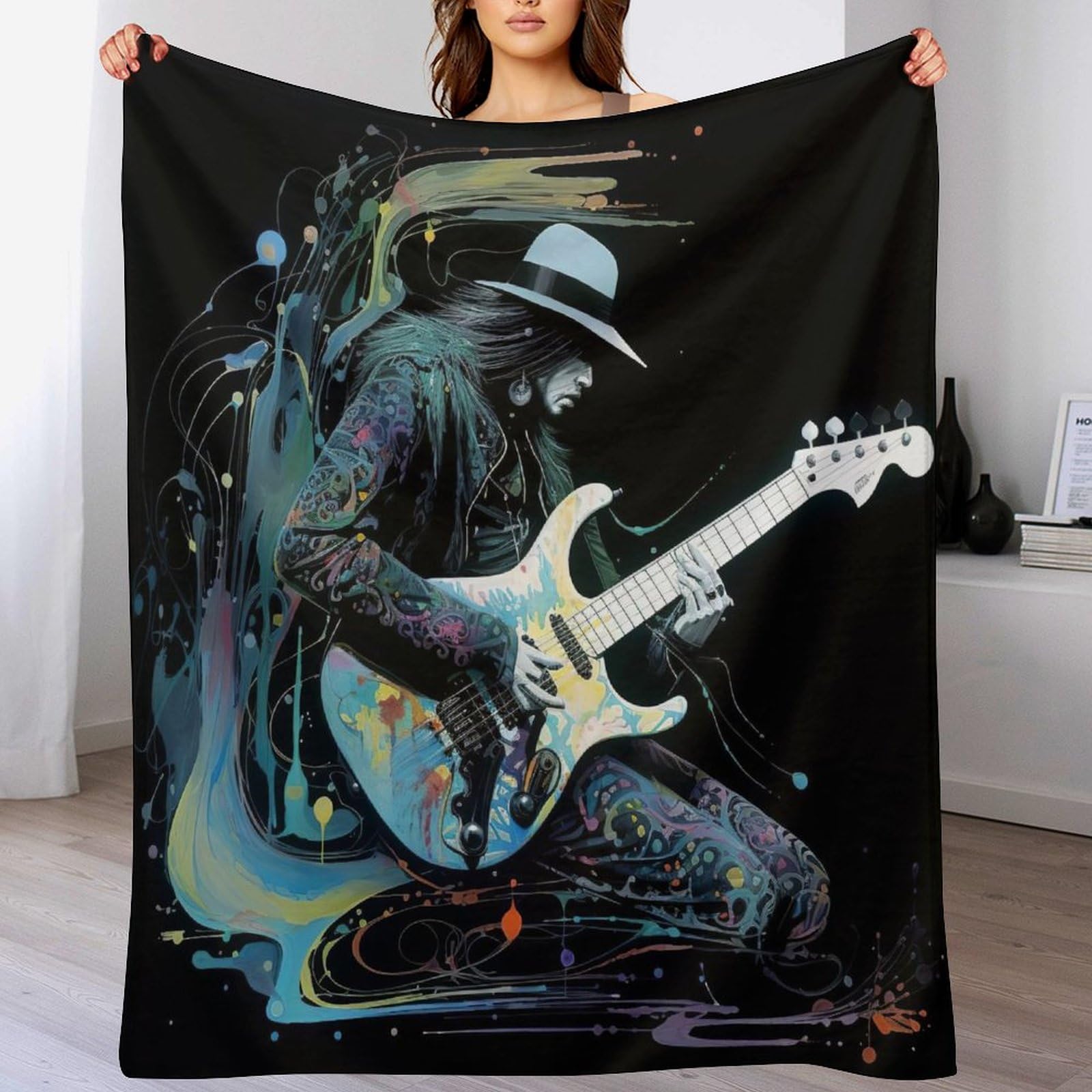 Couvre-lit guitare en flannel 130x150cm pour lit et canapé
