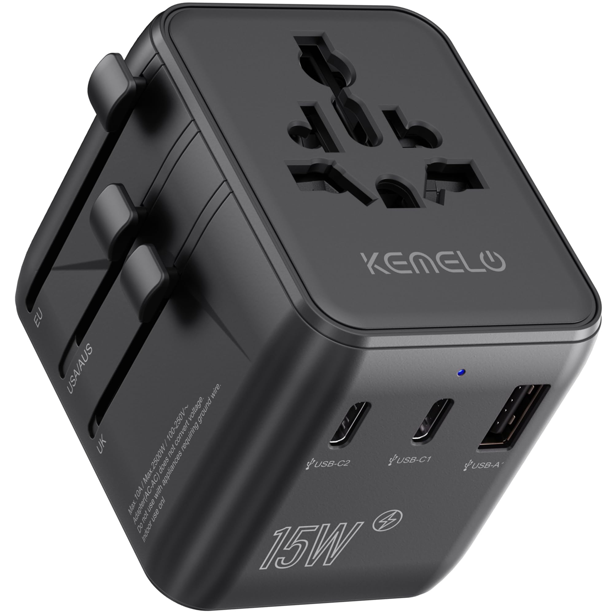 5 in 1 Adattatore Universale da Viaggio,Presa Universale da Viaggio con 1 USB A,2 USB C,1 Universale Presa,1 US/JP Presa,Adattatore Spina Internazionale per Italia UK US Australia Tailandia Messico