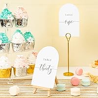 Vista 4 de Crisky Tarjetas de números de mesa con diseño de arco para bodas, aniversarios, cumpleaños, despedidas de soltera. Diseño negro de doble cara 4 x 6