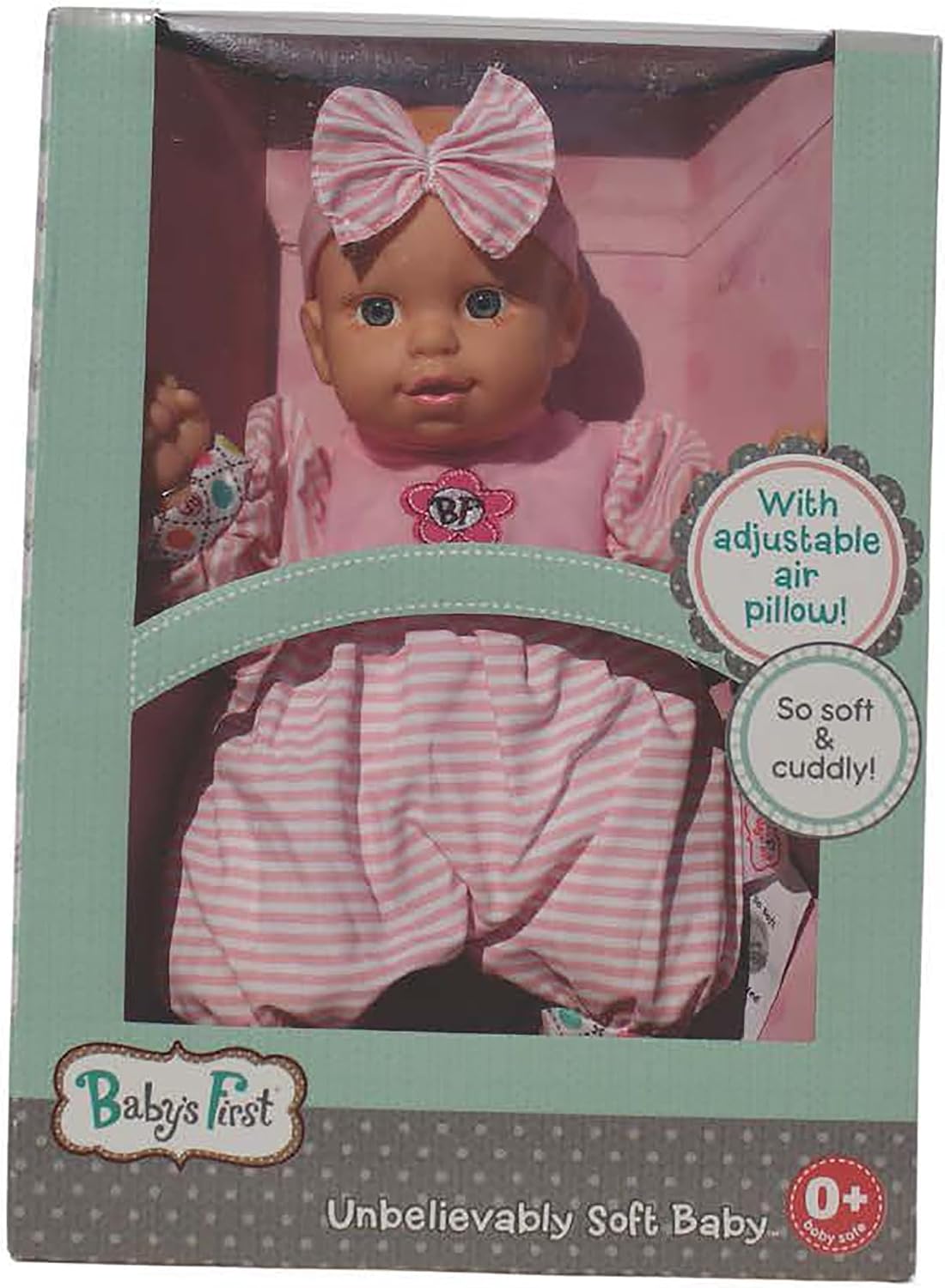 Goldberger Baby's First 13" Unbelievably Soft Baby Stripes Doll - With Patented "Air Pillow" Tummy - A Must Have Baby Doll for Realistic Play. For children 1 Year & Up. Soft and Lightweight.