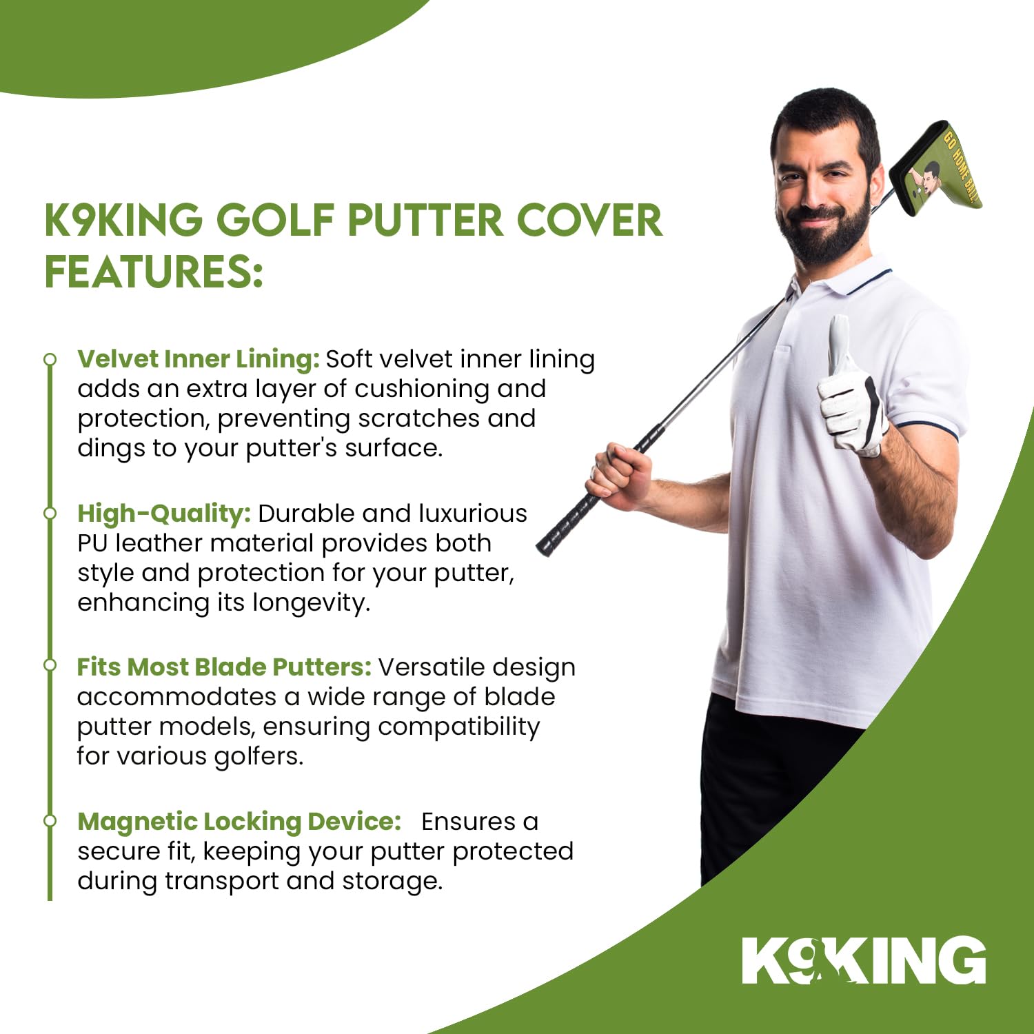 Funda para putter de golf, protector de palo de golf de alta calidad con cierre magnético, accesorios de golf esenciales para hombres con protección premium para palos de golf, accesorios de golf