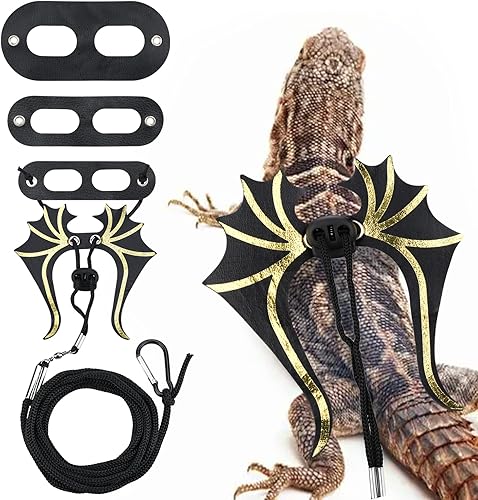 Ullnosoo - Correa de dragón barbudo, accesorios de arnés ajustable para reptiles y lagartos Ullnosoo Dinosaur de cuero suave para caminar