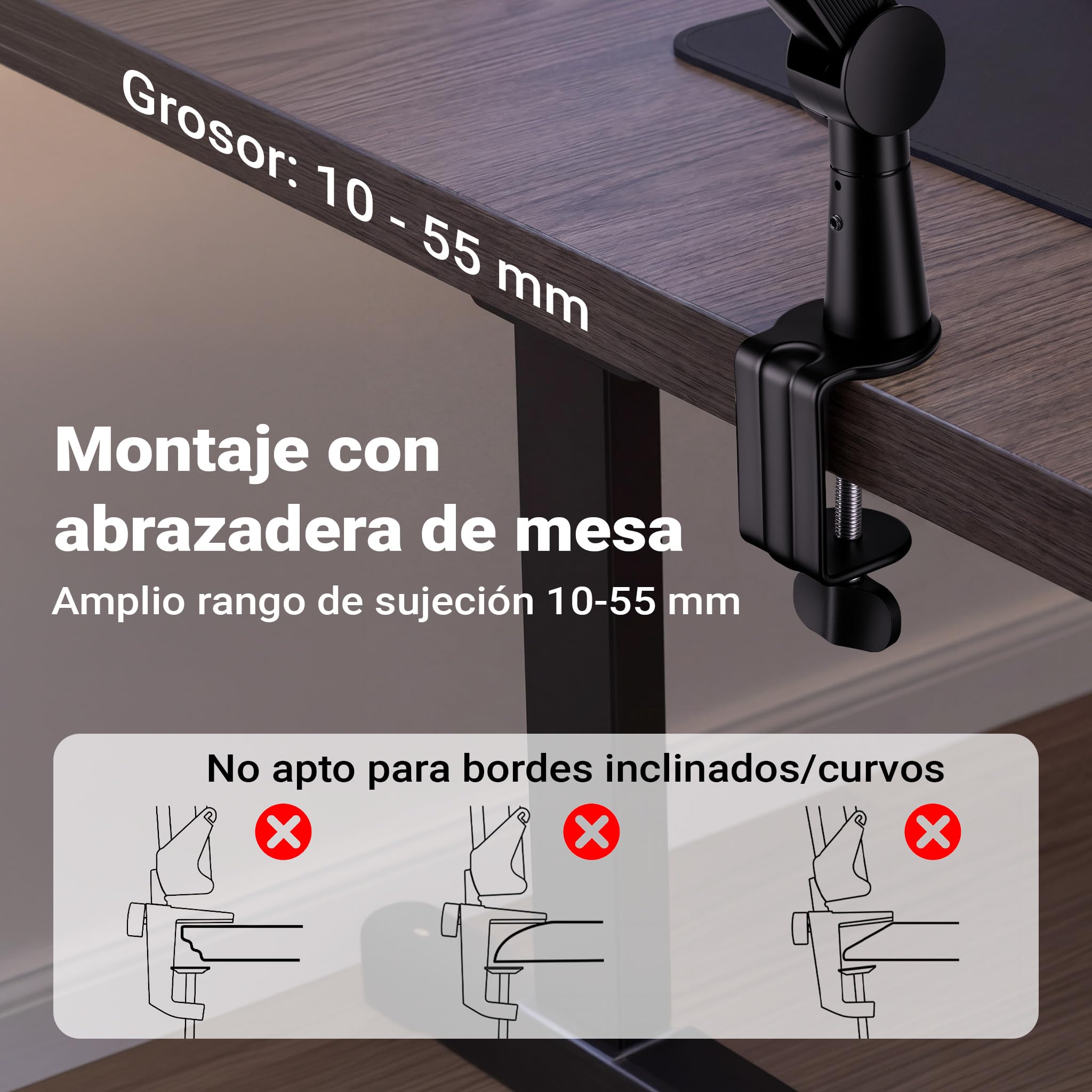 Wiltec Brazo de micrófono 80 cm soporte conexión 3/8" y 5/8" extensible mesa gaming podcast flexible