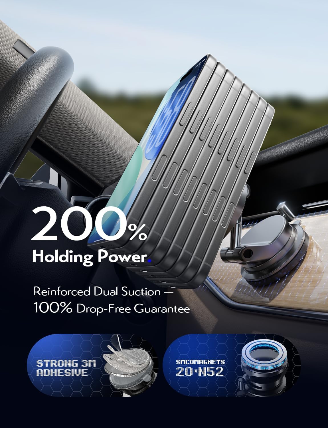 Coolpow For Magsafe Car Mount Windshield Vent Dash Magnetic Phone