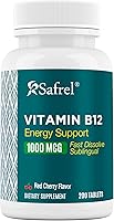 Vista 1 de Safrel Vitamin B12 1000 mcg, 200 Fast Dissolve Tablets, Easy to Take Sublingual B12 Cherry Flavor, 200 Day Supply