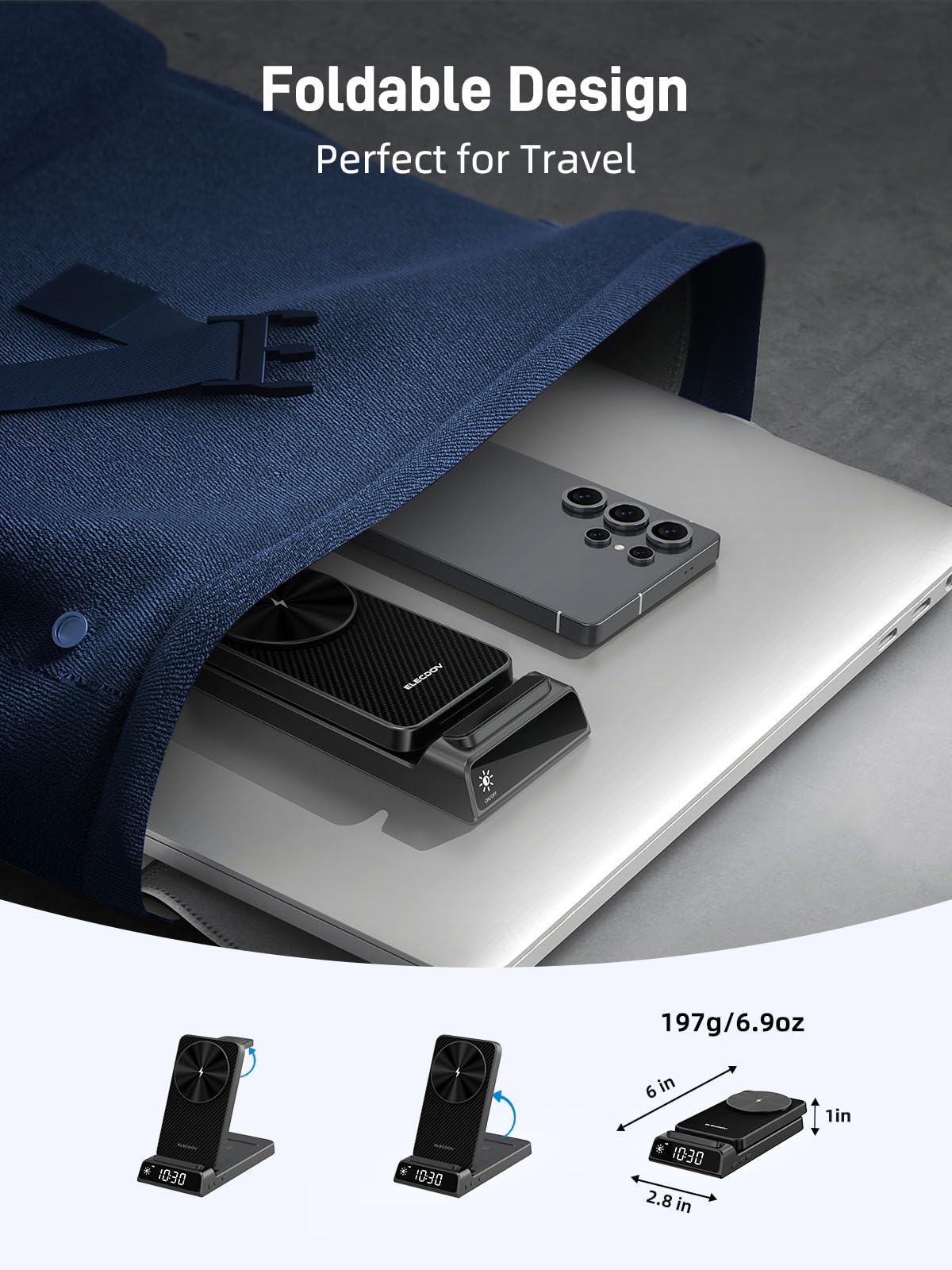 Indukcyjna stacja ładująca do Samsung, 3 w 1 Mag Safe stacja ładująca do Samsung Galaxy S26 Ultra/S25 Ultra/Z Fold/Flip 7, składana ładowarka do zegarka Galaxy Watch Ultra/8/7/6, Galaxy Buds 4/3 Pro