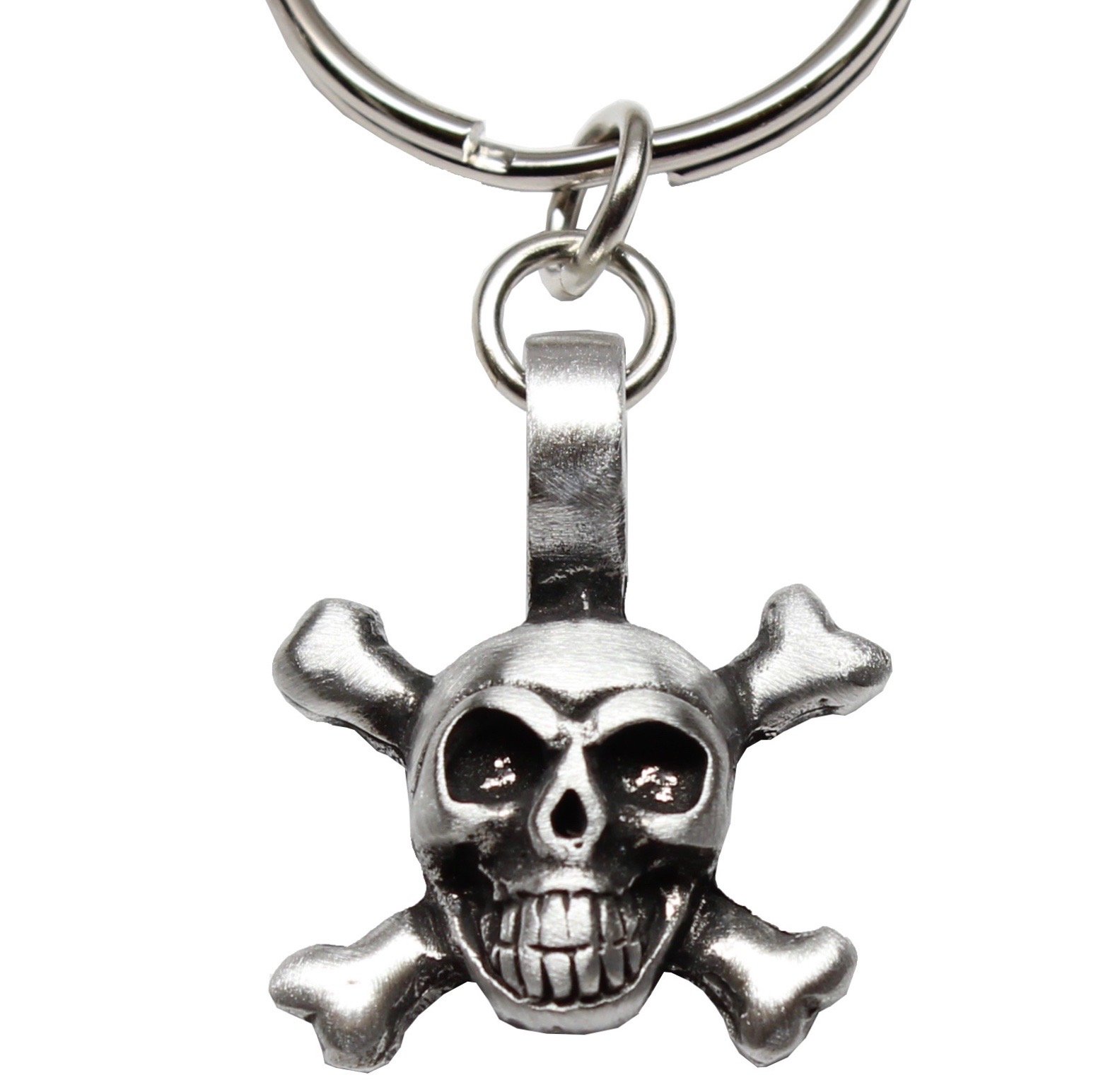 Skull and Crossbones Pirate Biker Gothic Pewter Keychain