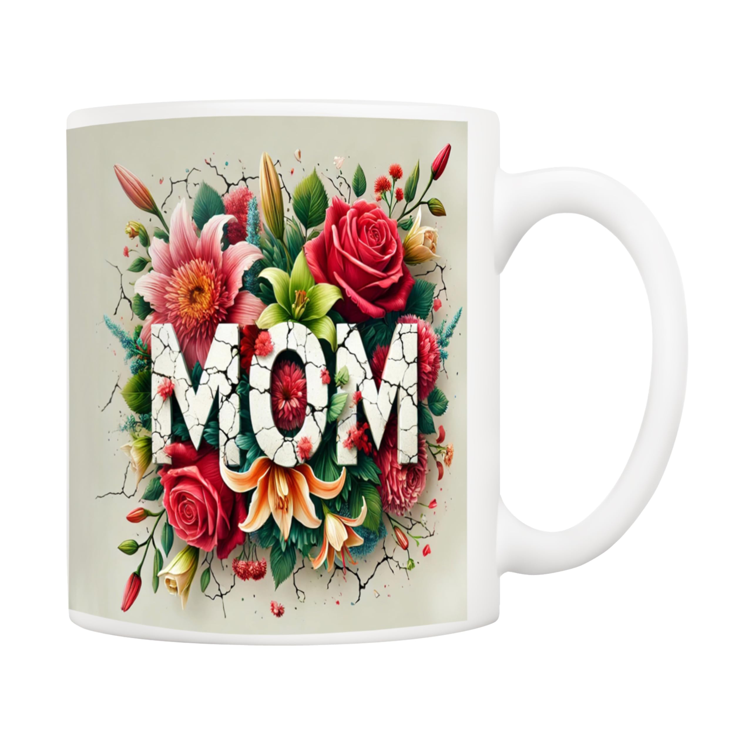5Aup Mothers Day Mom Coffee Mug Gifts Heartwarming 11 Ounce White Ceramic Cup Love Mom Themed with Floral