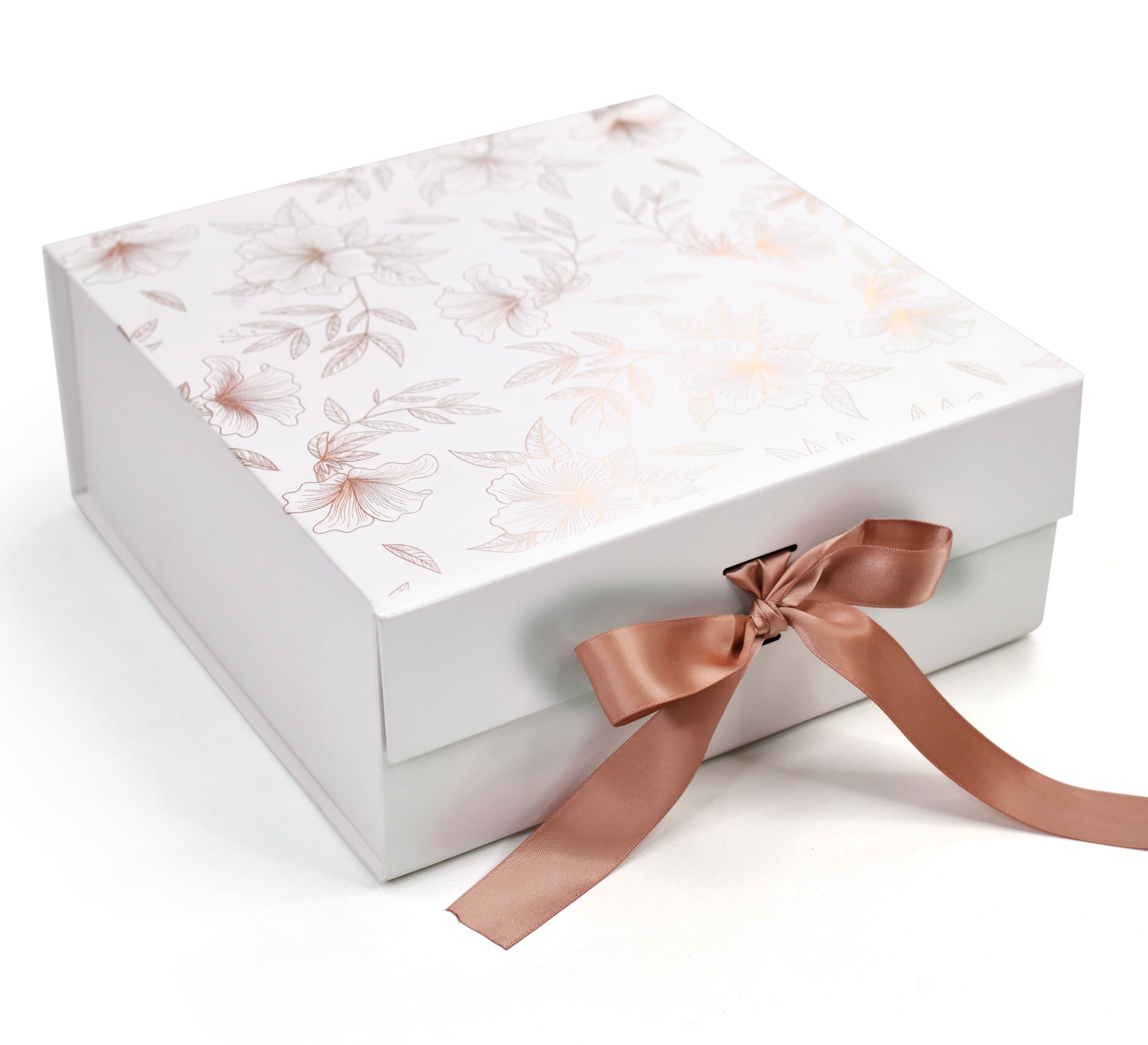 RBS® - Medium Luxury Gift Box for Packing (26x26x10cm) Gift Hamper Box Empty Big Decorative Cardboard Boxes for Birthday, Diwali, Valentines Day & Festive Box Gifting Packaging (Pearl Rose Gold)