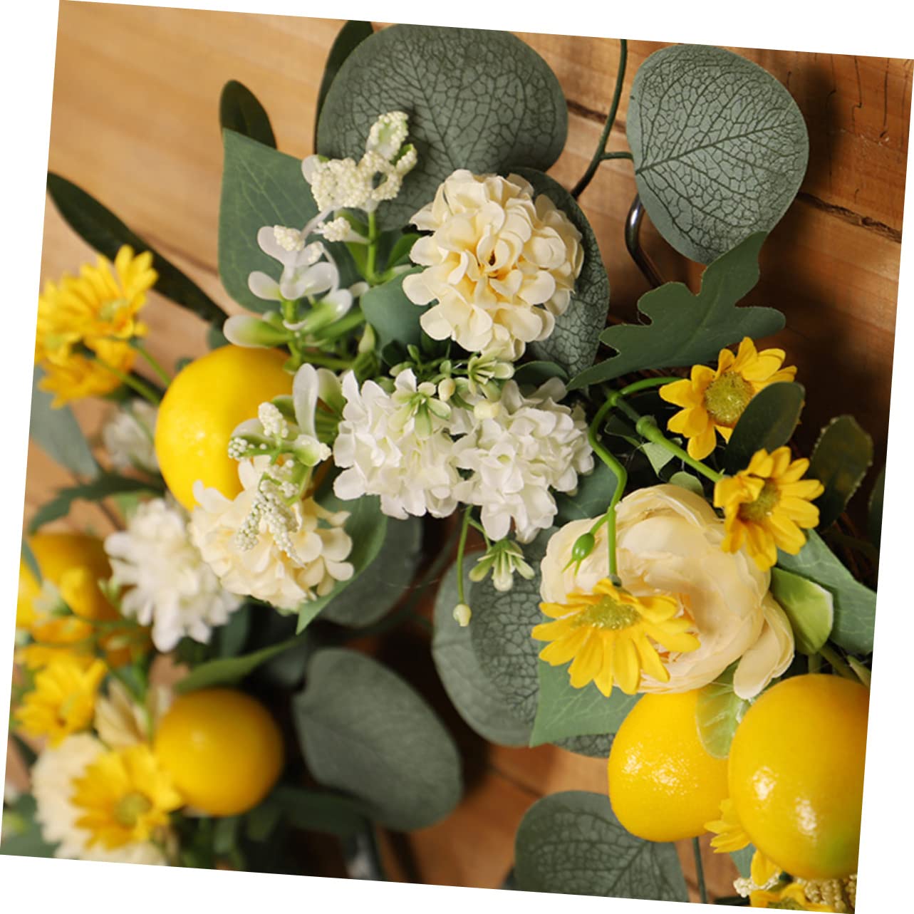 Sommerlicher Zitronenkranz Türkranz aus Seidenblumen, 1 Stück