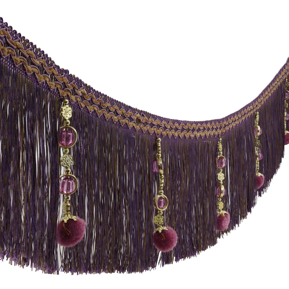 EMDOMO Long Tassel Fringe Trim, Purple, Polyester, Casual, 3 Yards (Purple)