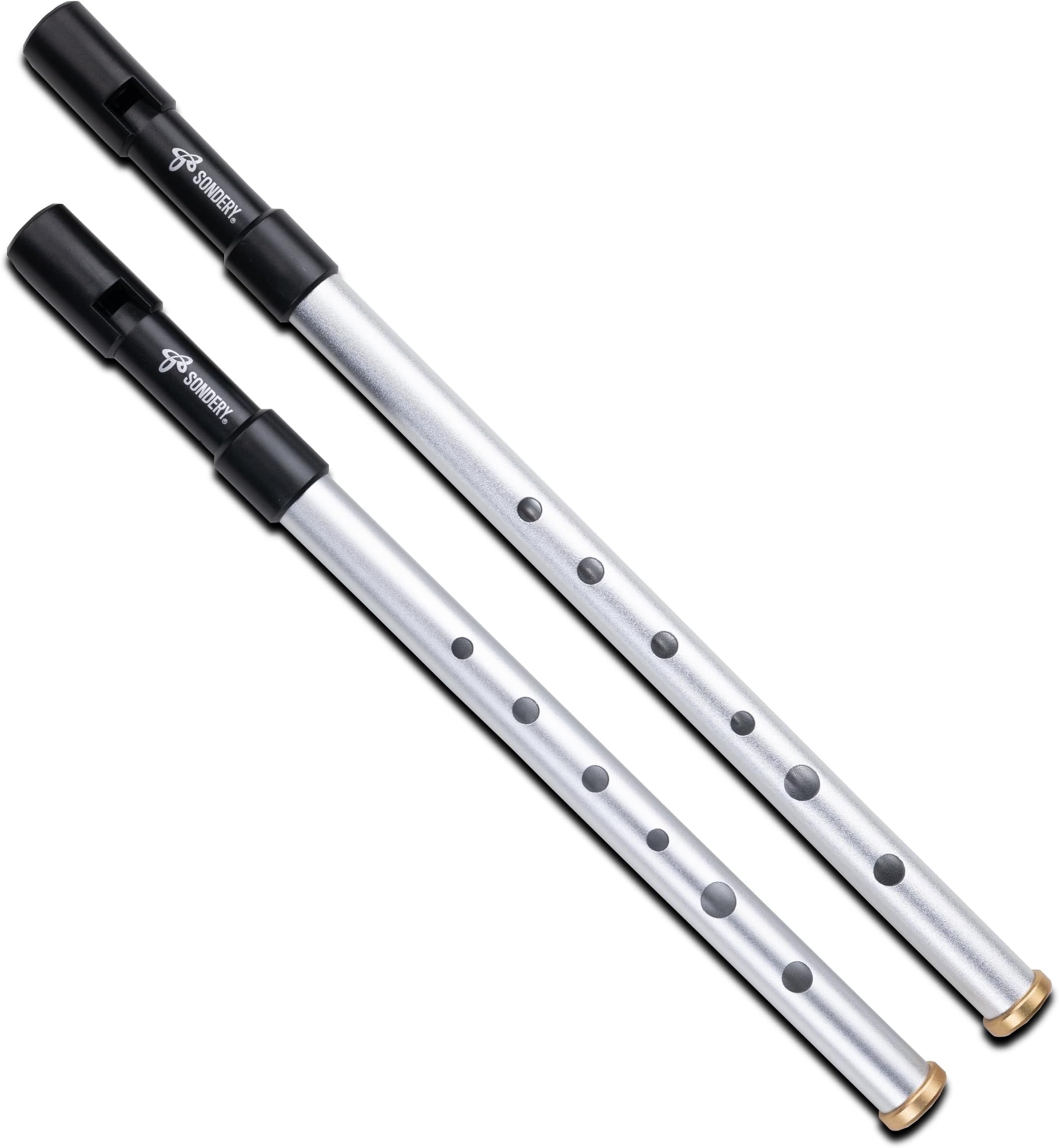 Sondery Irish Tin Whistles Set Key of C and Key of D Made from Aluminum Clear Bright Sound with Crisp Response of Wide Range Octaves Penny Whistles