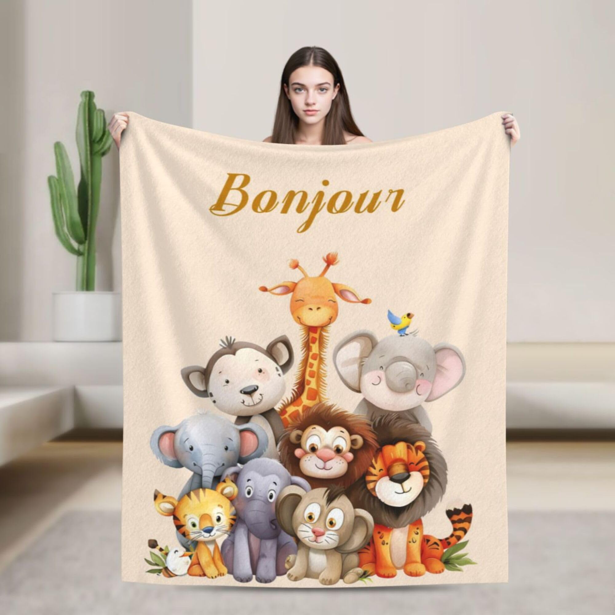 Gudina Personalised Baby Blankets,Kids Name Blanket for/Unique Lovely Design &Personalised Fleece Blanket,Great Gift for Birthday, Christmas, Thanksgiving.