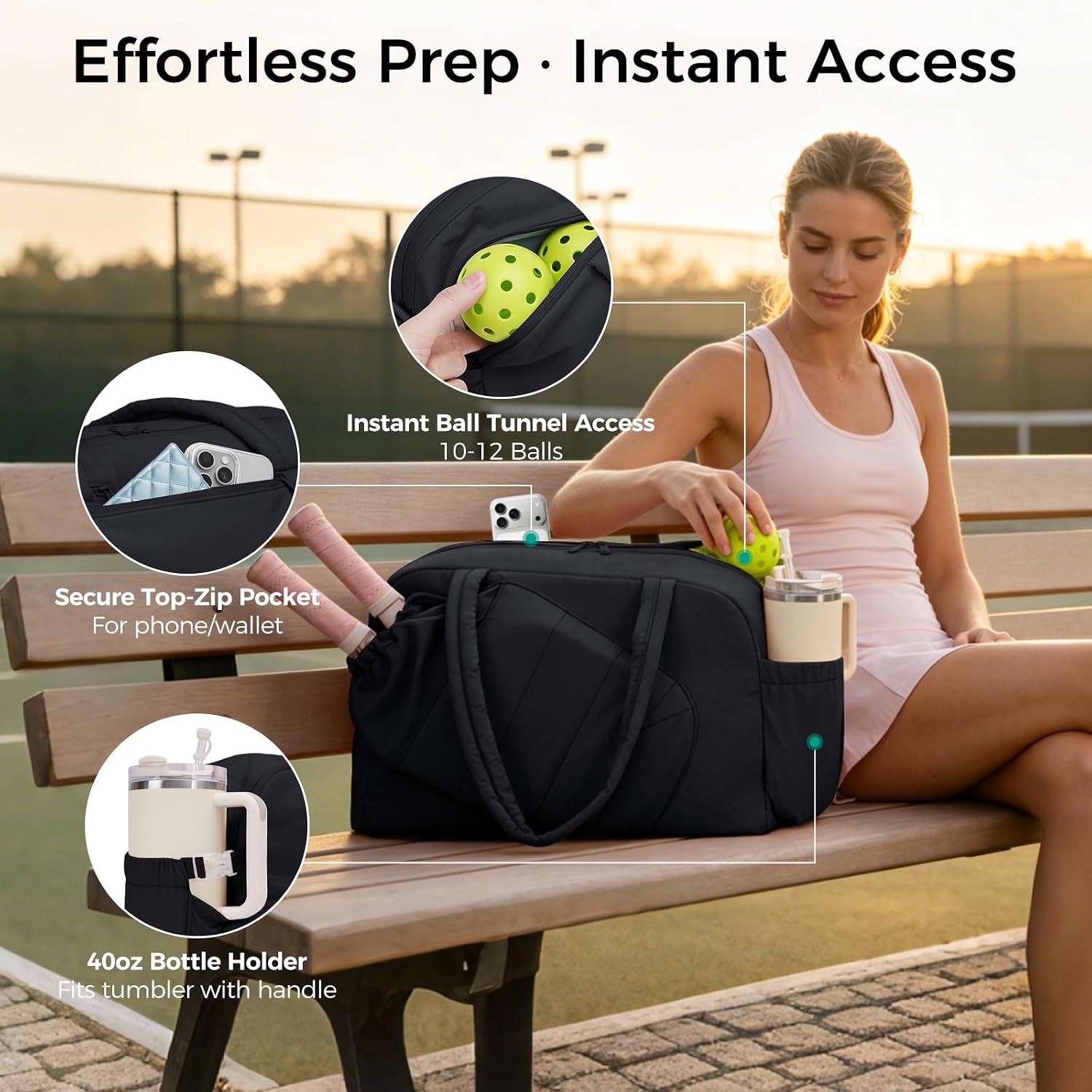 Wandering Nature Pickleball Bag for Women with Paddle & Ball Pockets, Shoe Compartment