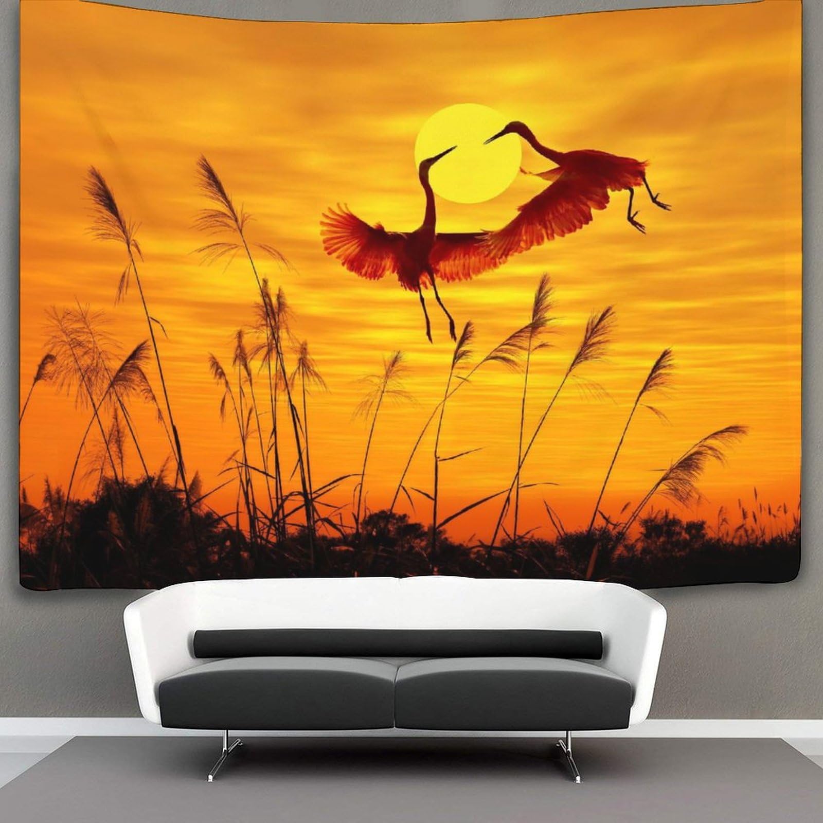 kaiyun Sunset Heron Tapestry Bedroom Aesthetic Indie Wall Room Decor Birds Animals Wall Hanging,Wall Art 150cmx200cm