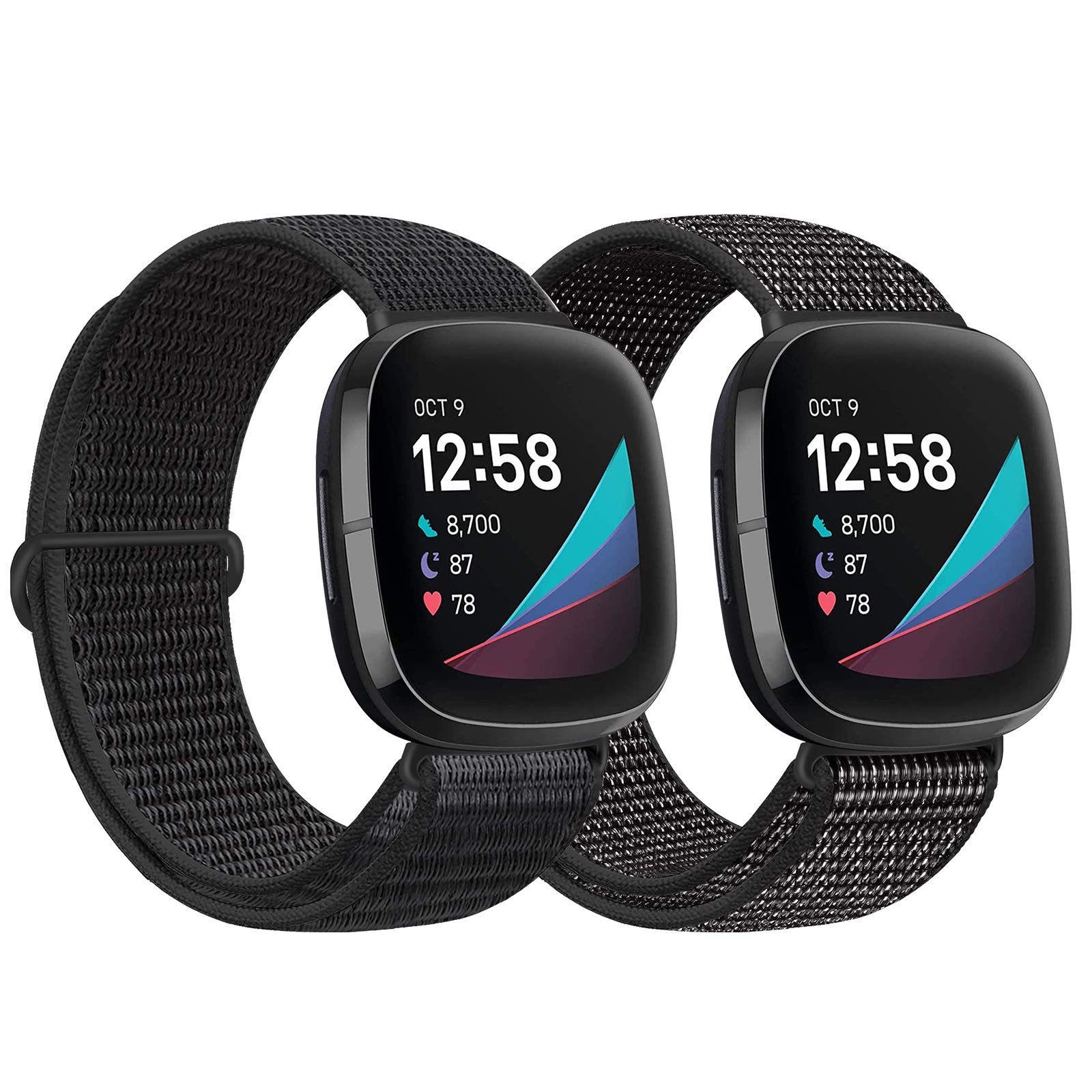 AVOD Nylon Bands Compatible with Fitbit Versa 4/Sense 2/Versa 3/Fitbit Sense, Soft Breathable Sport Adjustable Replacement Strap Women Man Wristband Accessories