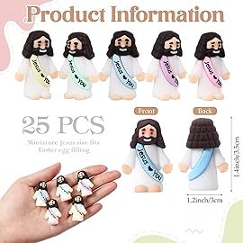 Bememo 25 Pcs Little Jesus Figures Original Design Jesus Love You Mini Rubber Toys to Hide and Seek Christmas Religious Party Favors Sunday School Baptism Gifts(Macaron Colors)