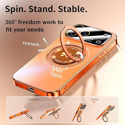 Miniatura 2 de Funda para iPhone 17 Pro Max con soporte magnético giratorio cubierta de cámara integrada compatible con MagSafe Funda delgada de protección a