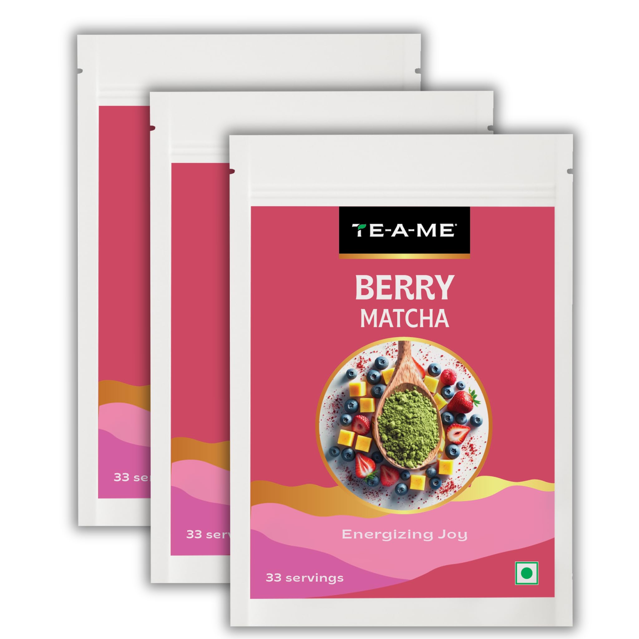 TE-A-ME Berry Matcha Tea Powder, 150g (99 Servings) | Tasty Matcha | No Artificial Sweeteners | Premium Grade | Ceremonial Grade | Diwali Gift