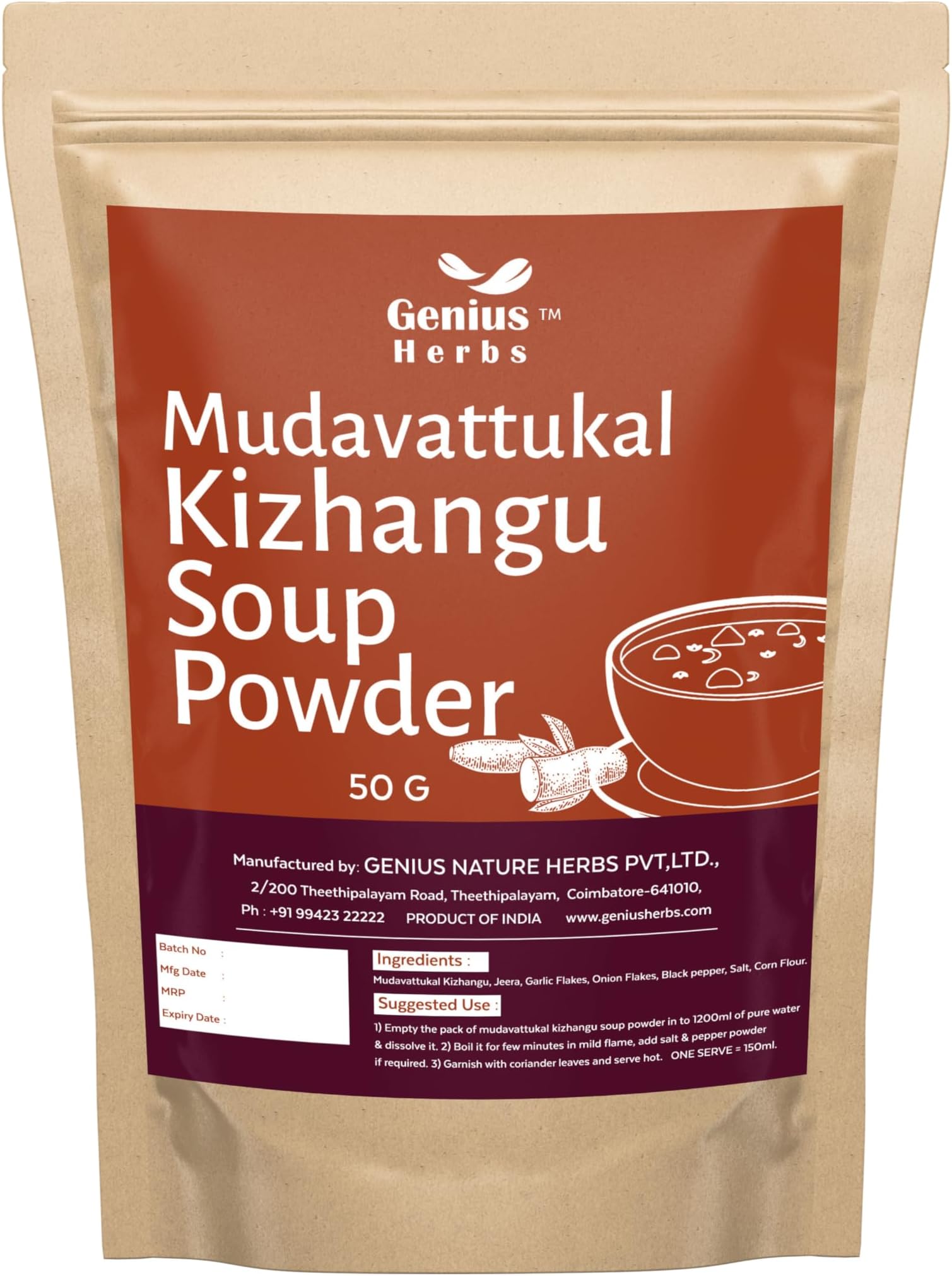 Mudavattukkal Kizhangu Soup powder | Veg Goat Leg Soup | Tasty Pre Mix Powder - 50g for Healthy Joints, Strenthen Bones Pack of 1