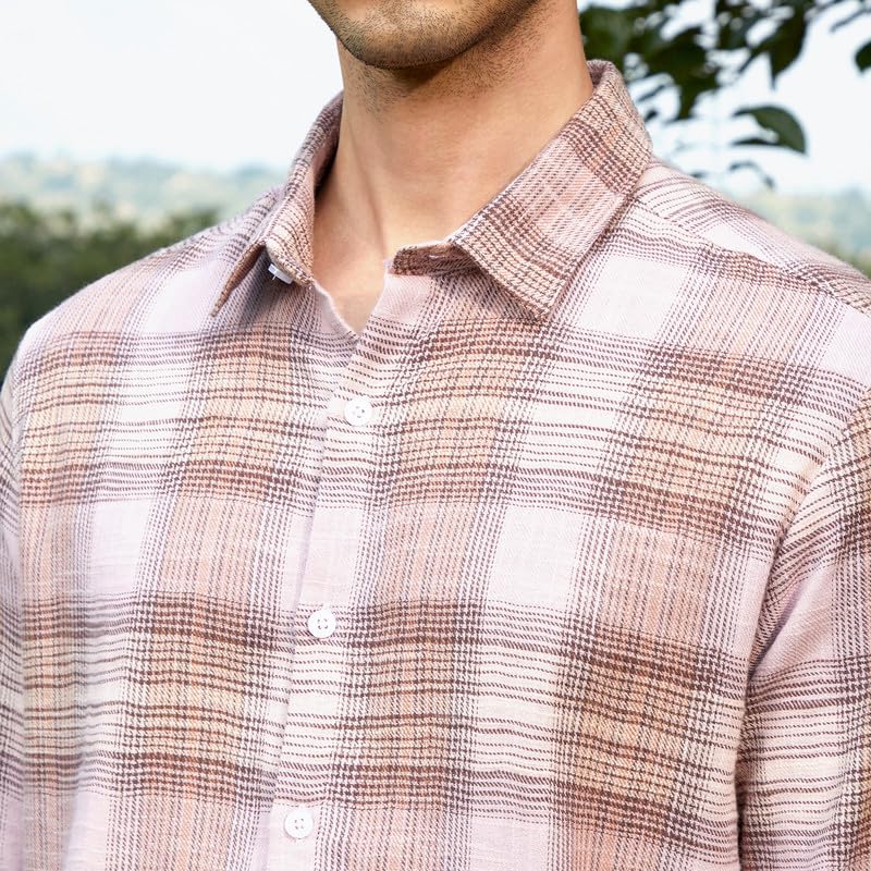 Image of CAHOOT Men's Bisque Shirt Casual Wear | Spread Collar | Long Sleeve | Button Closure | Shirt Crafted with Comfort Fit for Everyday Wear