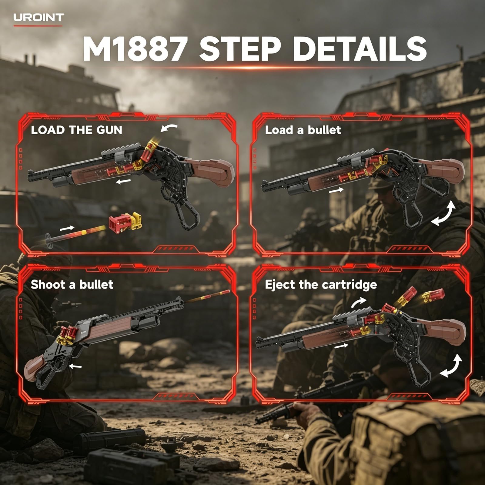 Sets de Bloques, Modelo de Fusil M1887 de Juguete, Modelo de Pistola de Construcción para Adultos Niños Mayores de 8 Colección de Ladrillos, Regalo de Cumpleaños para Hombres Chicos 1370pcs