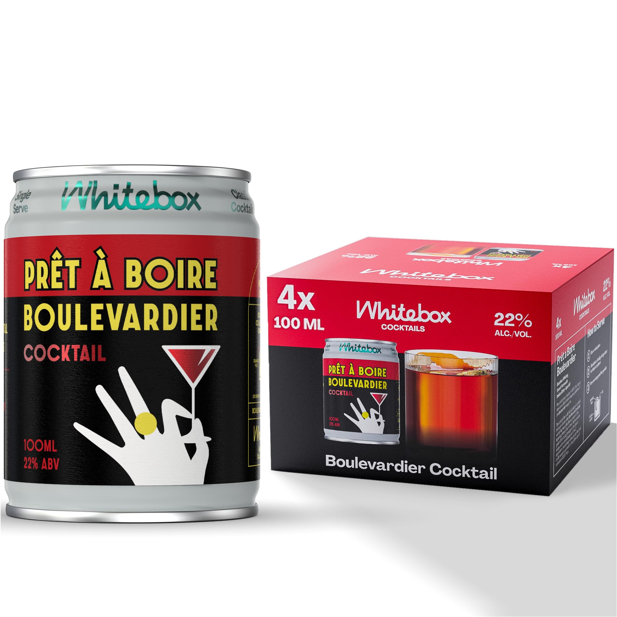 WHITEBOX COCKTAILS Single Serve Classic Boulevardier - Case Of 4 Cocktail Cans | Classic Full Strength Prêt À Boire Boulevardier | Pre-mixed Cocktails Ready To Drink 4x100ml