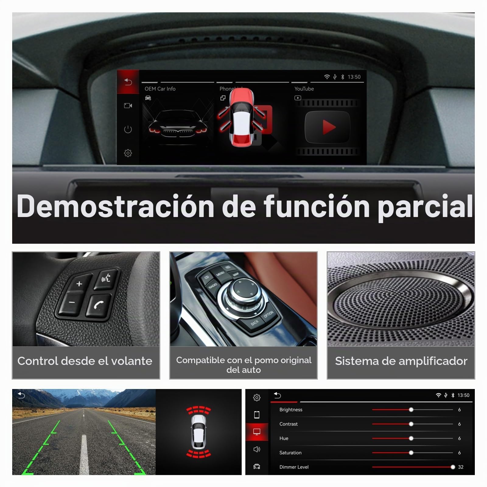 Radio de Coche Pantalla para BMW 3/5/6 Serie E60/E61/E63/E64 E90/E91/E92E93(2003-2008) Estéreo Inalámbrico CarPlay/Android Auto Bluetooth RDS