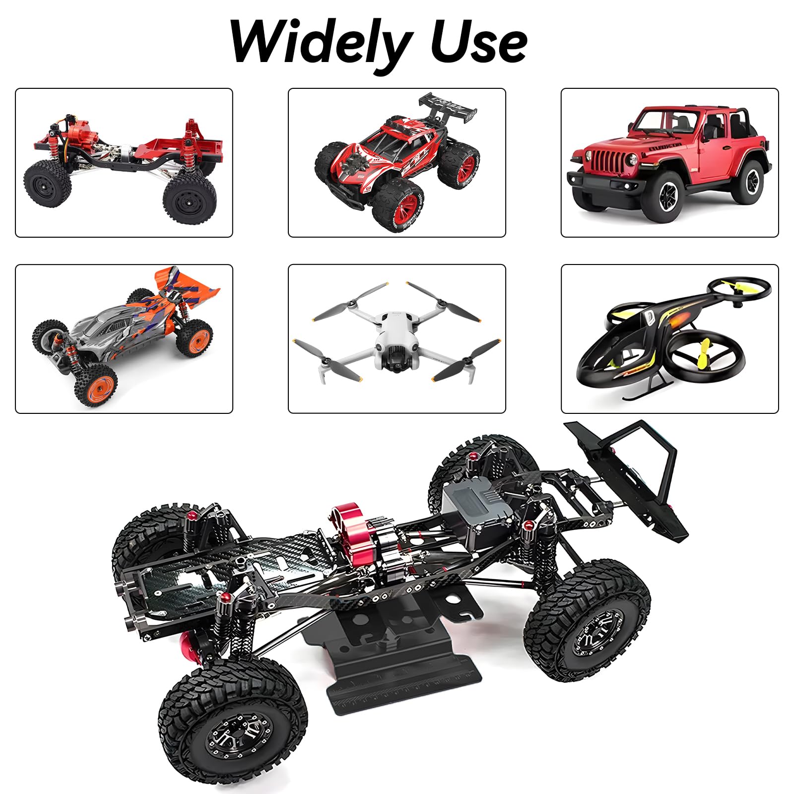 RC Car Work Stand 360 Rotation aluminiowa stacja robocza podnośnik + półka na śruby do 1/8 1/10 1/12 1/16 1/18 Traxxas TRX4 Axial Arrma Redcat Losi RC Crawler Monster Truck Buggy czarny