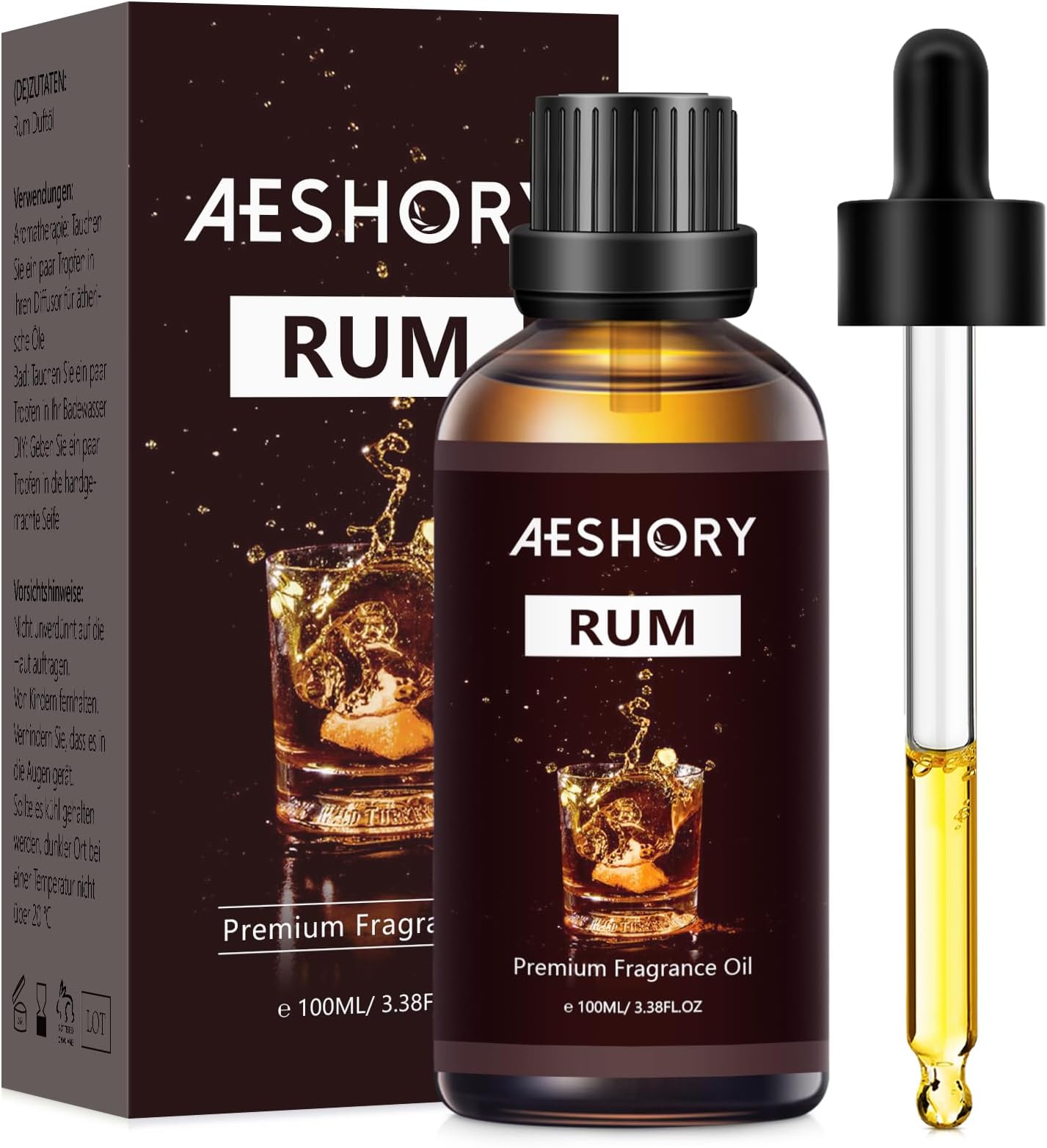 Rum Fragrance Oil 3.38FL.OZ - Aromatherapy Essential Oils for Diffusers for Home, Rum Scented Oils for Massage, Soap Candle Making Scents - 100ML