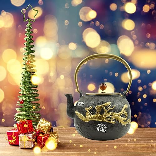 Miniatura 5 de Funmaker - Tetera de tetubina de estilo japonés, tetubina de hierro, tetera japonesa de hierro fundido, hecha a mano, sin recubrimiento, 40.5 onzas