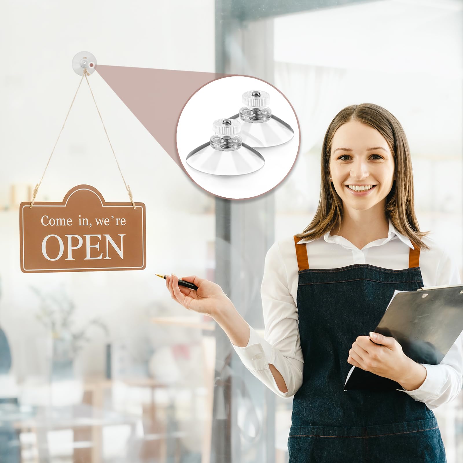 Ganci a Ventosa con Vite per Vetro, Confezione da 5 Ventose da 43 mm con Dado Zigrinato M4, Supporto a Ventosa Trasparente con Pulsante Tondo Filettato, Ventosa Versatile per Finestre, Auto