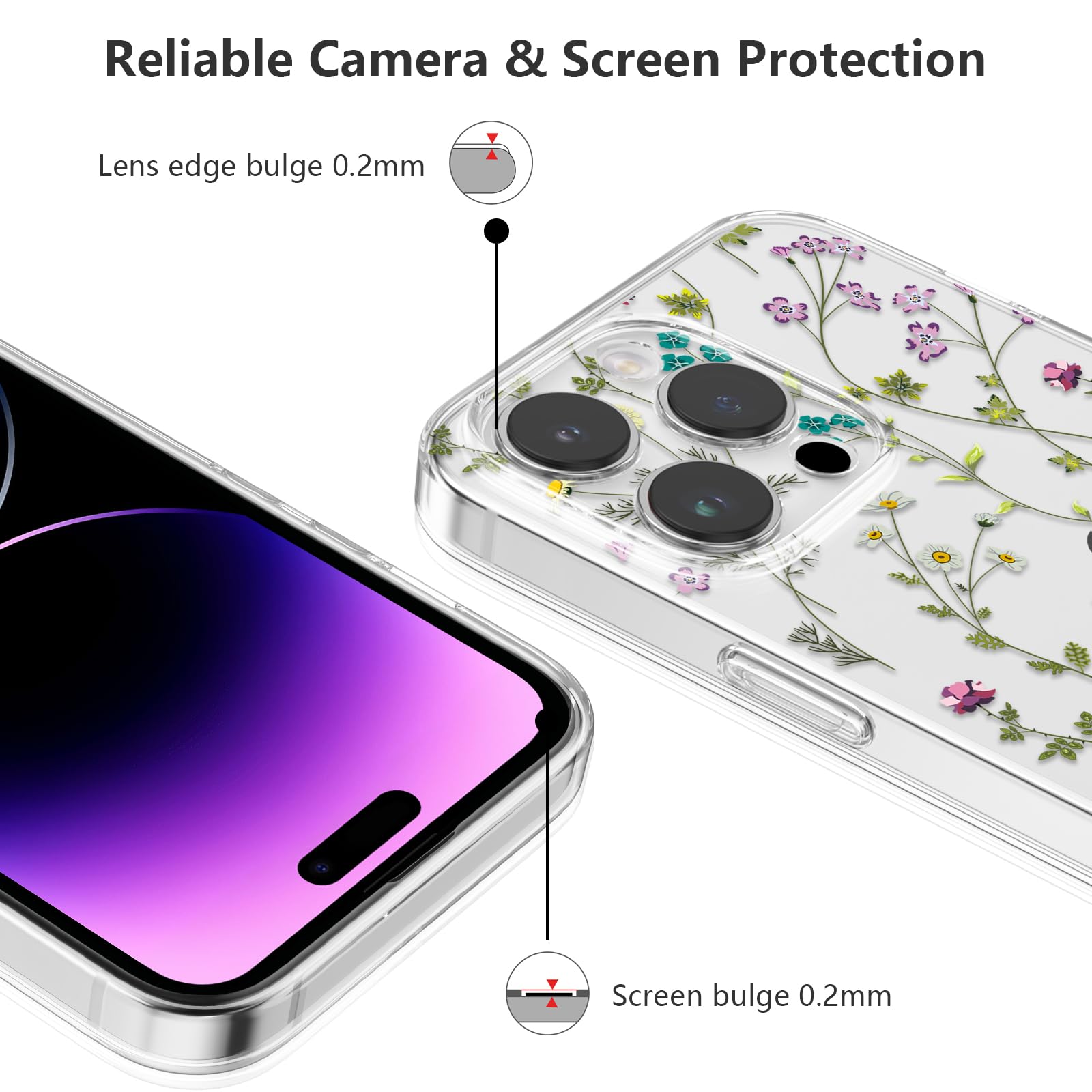 Unov Custodia compatibile con iPhone 14 Max Custodia trasparente con