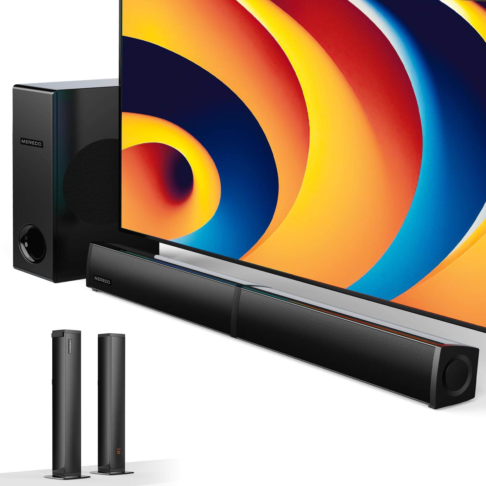 Soundbar MEREDO 180W 2.1 Con Subwoofer - Bluetooth 5.0, ARC, Ottico, 5 Modalità Audio, Per TV 37" - Foto 9