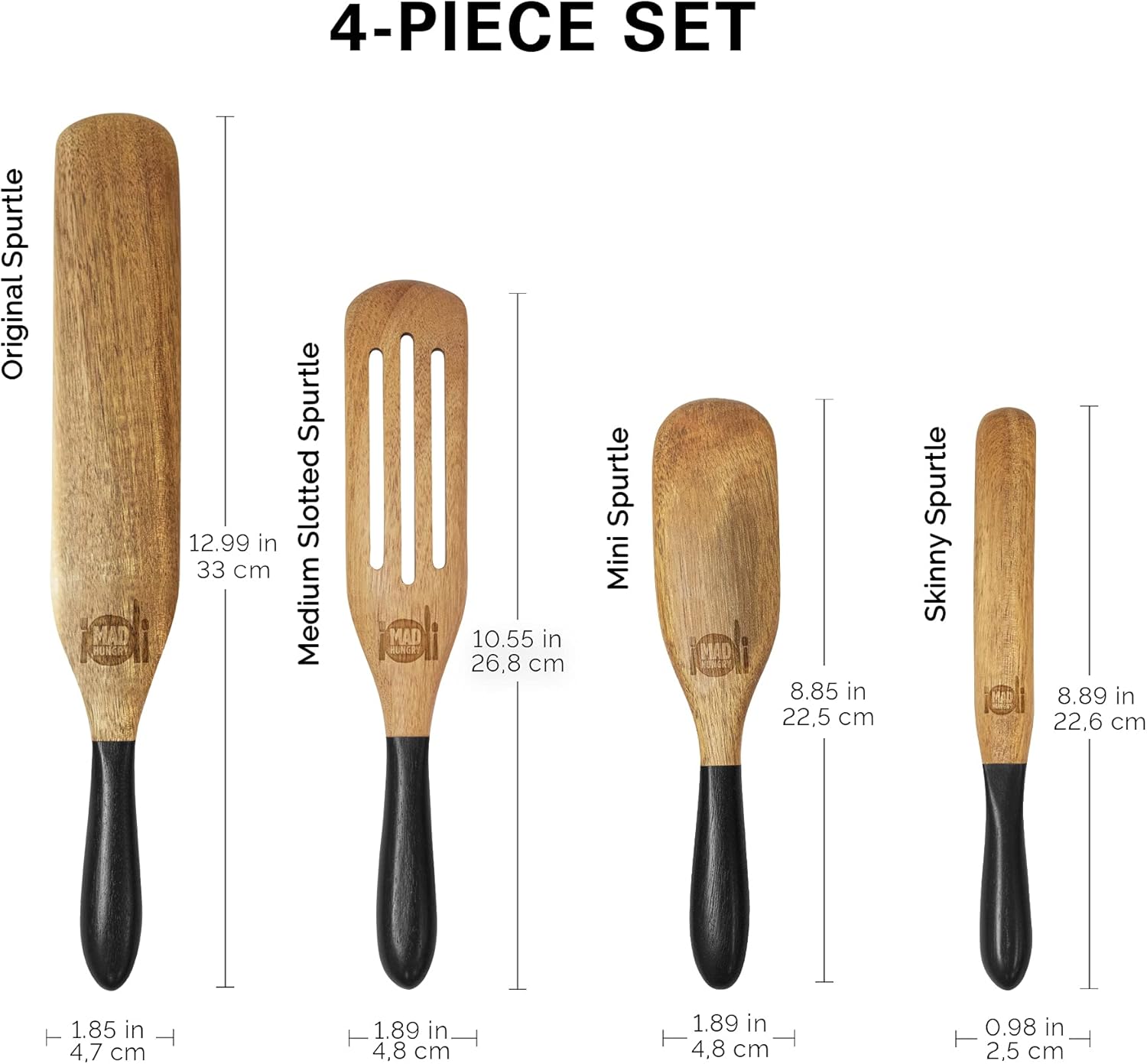 As Seen on TV, Mad Hungry Spurtle 4pc Set, Acacia Premium Wood Finish, Cooking Utensils For Non Stick Cookware, Baking, Whisking, Smashing, Scooping, Spreading, Serving and More. - Image 7