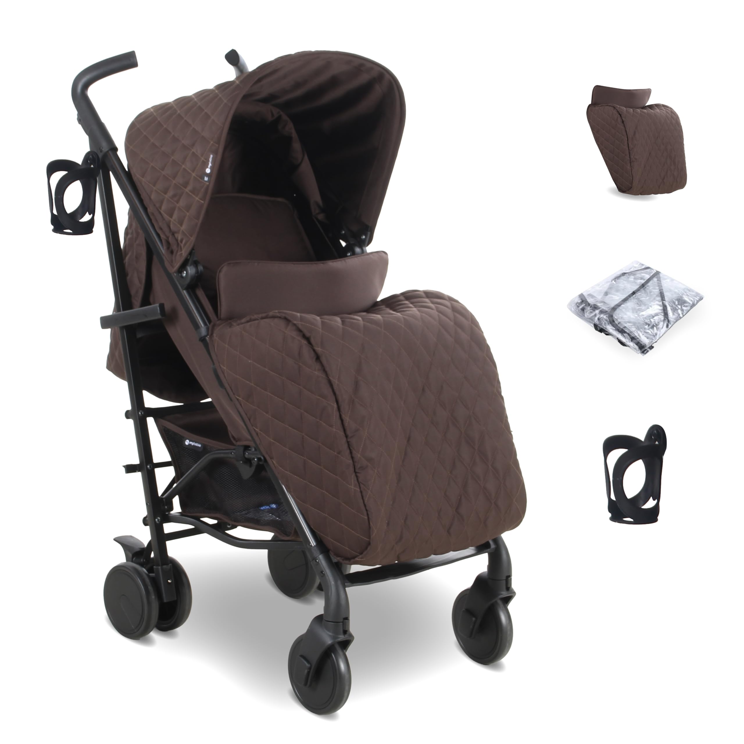 My Babiie MB51 Stroller – from Birth to 4 Years (22kg), Lightweight, Umbrella Fold, Travel Buggy for Toddlers, Pushchair Includes Footmuff, Cup Holder, Rain Cover - Black Leopard — view 12
