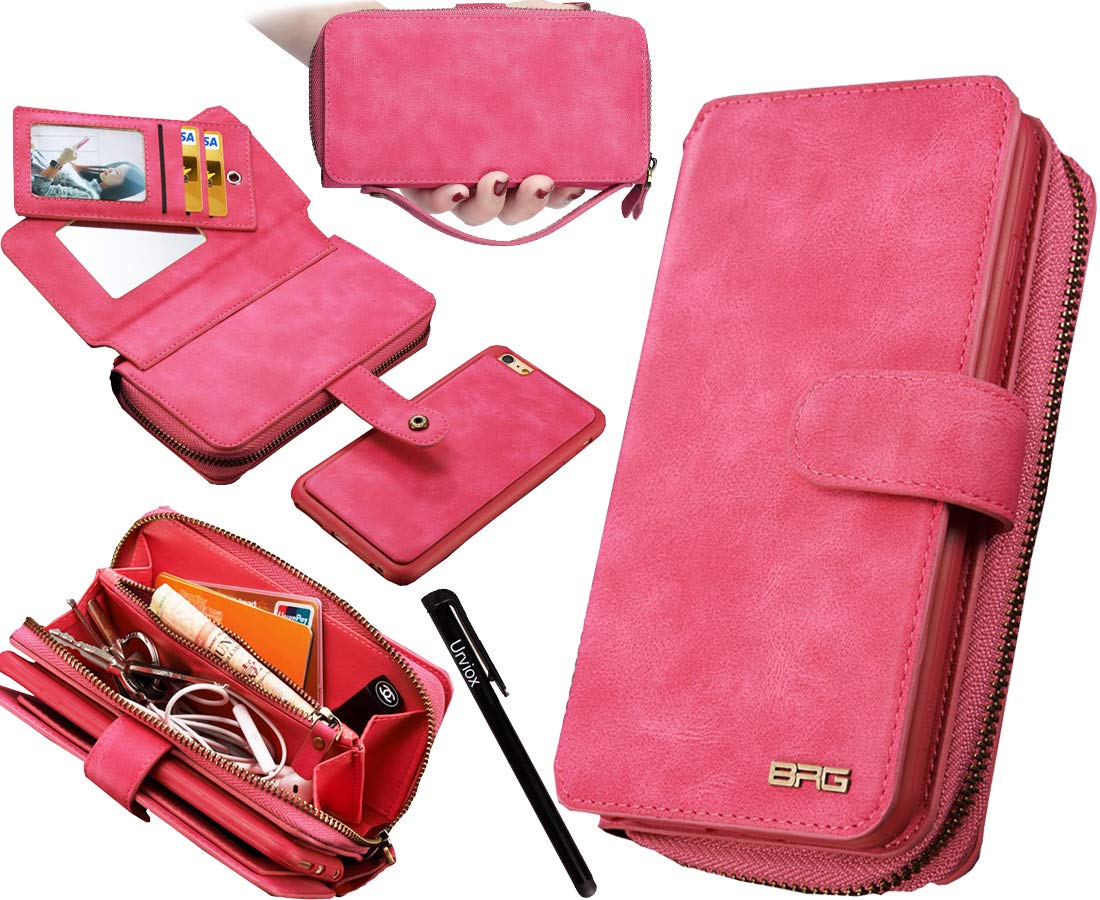 UrvoixiPhone 6S Plus/iPhone 7 Plus/iPhone 8 Plus Case, Premium Leather Zipper Wallet Handbag Detachable Removable Magnetic Case with Flip Card Holder Cover for iPhone 8Plus/7Plus/6SPlus (5.5")