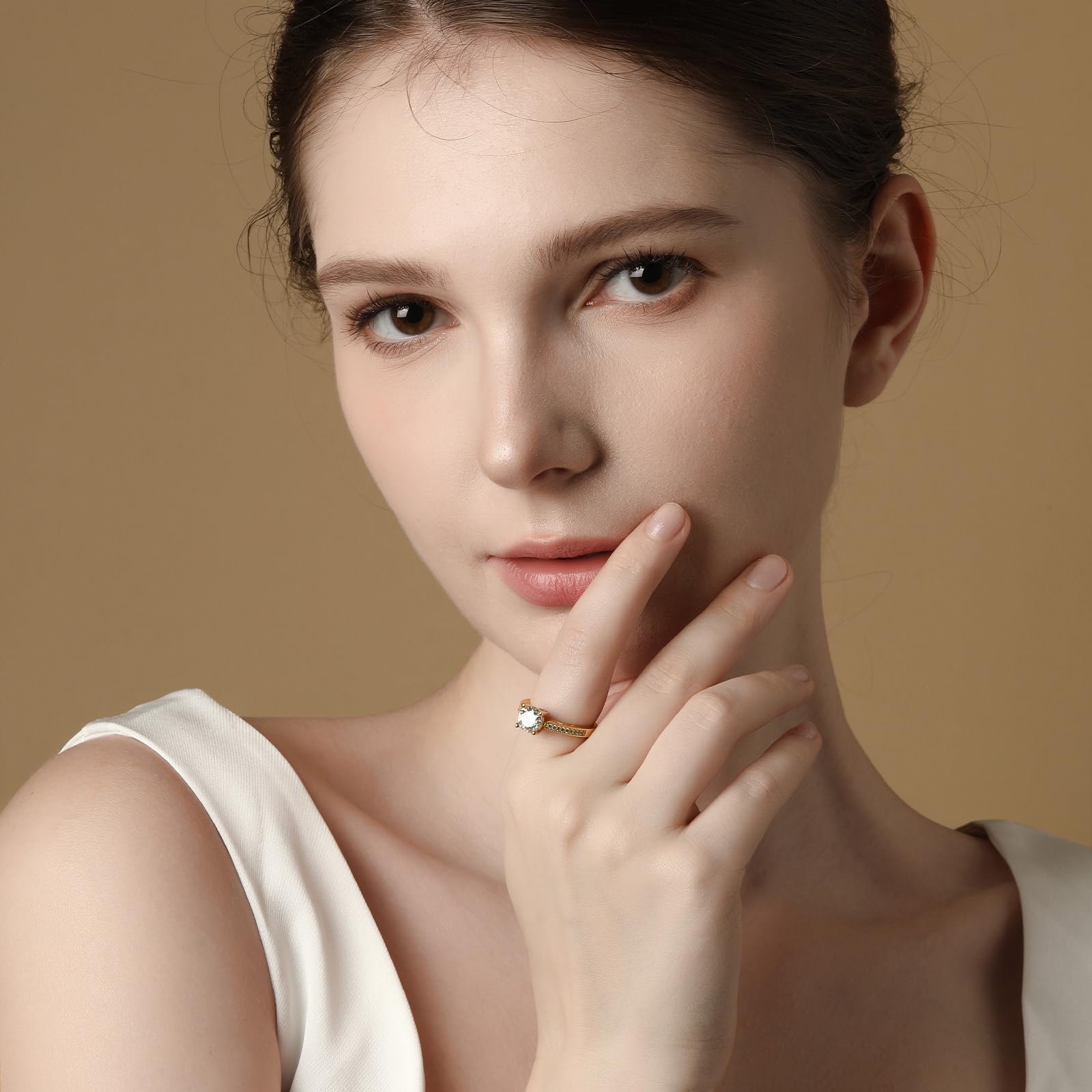 Jeulia Damen-Ring aus Sterlingsilber: Zirkonia vergoldet, Verlobungsring, Diamant-Bandring für Frauen und Mädchen, Ring, Partyschmuck, personalisiertes Jubiläumsgeschenk