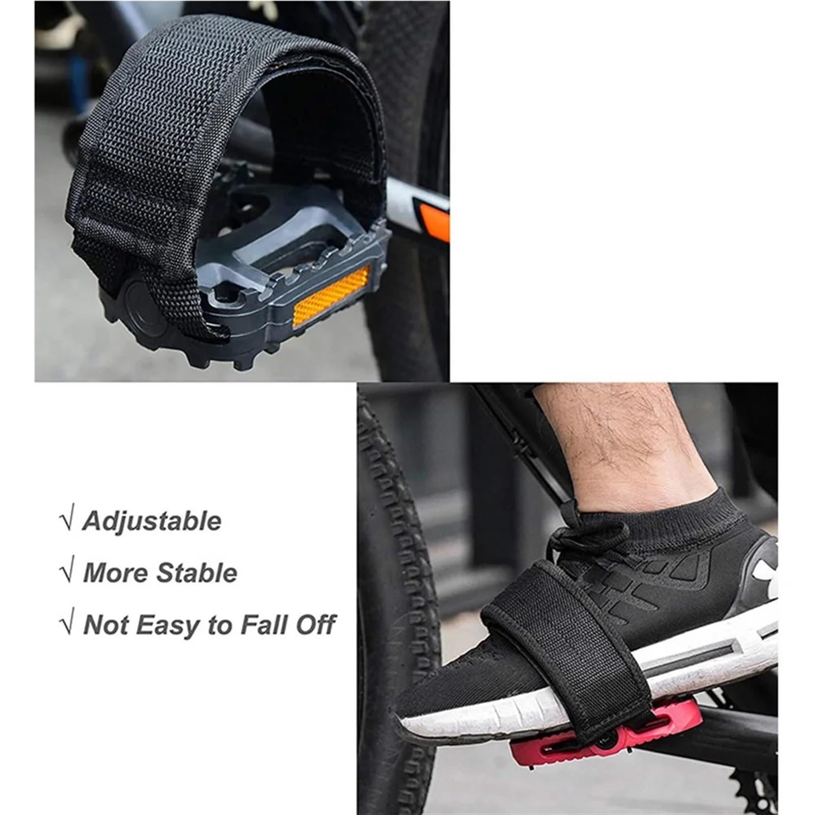 1 Paio di Cinghie per Pedali ultraleggere per Bicicletta, Cinturino con Clip per Punta del Piede, Nastro Adesivo per Bici, Copertura per Fixie, Accessorio per Ciclismo
