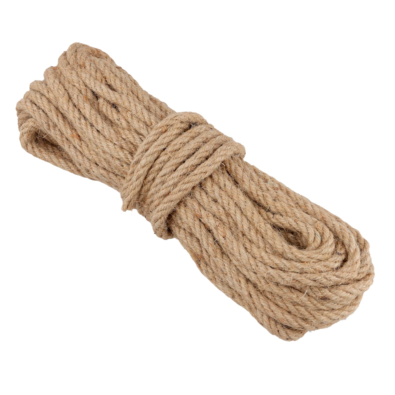 SINJEUN Corde de Jute Naturelle 10mm x 50m - Ficelle Jute pour Jardin, Décoration, Artisanat, Macramé, Arbre à Chat, Emballage Cadeau