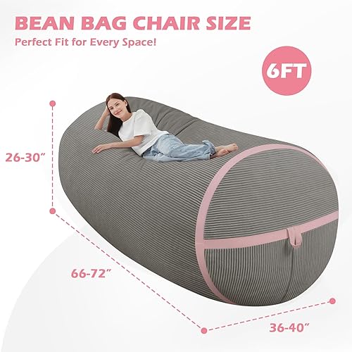 Miniatura 293 de HABUTWAY Puf gigante de 2 pies para adultos, con relleno de espuma viscoelástica, puf grande con funda de terciopelo holandés extraíble para sala de