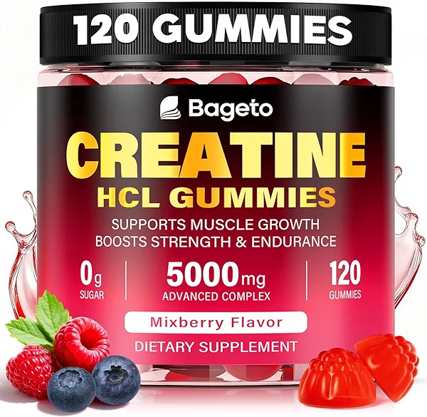 Creatine HCL Gummies for Men & Women, 120 Ct Sugar-Free Creatine with Turmeric, Beet Root, Vitamin B6, Electrolytes Gummies for Energy, Recovery, Muscle Strength, Post & Pre Workout Vegan Supplements