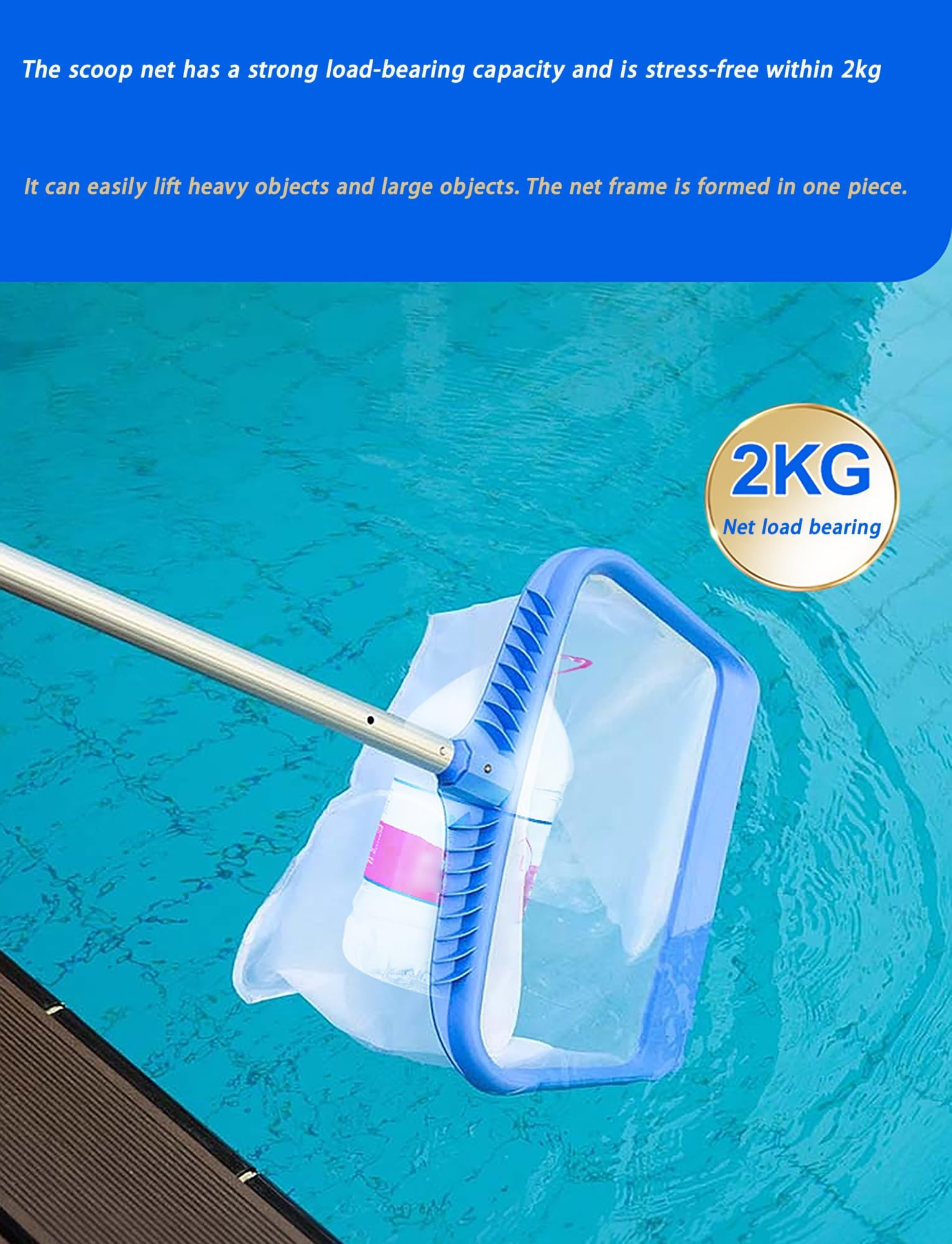 Este Skimmer para Piscinas, Red para Recoger Hojas de Piscina, Redes para Piscinas de Mayor Capacidad para la Limpieza, Red de rastrillo Profunda y sólida con Borde fácil de Recoger, Elimina