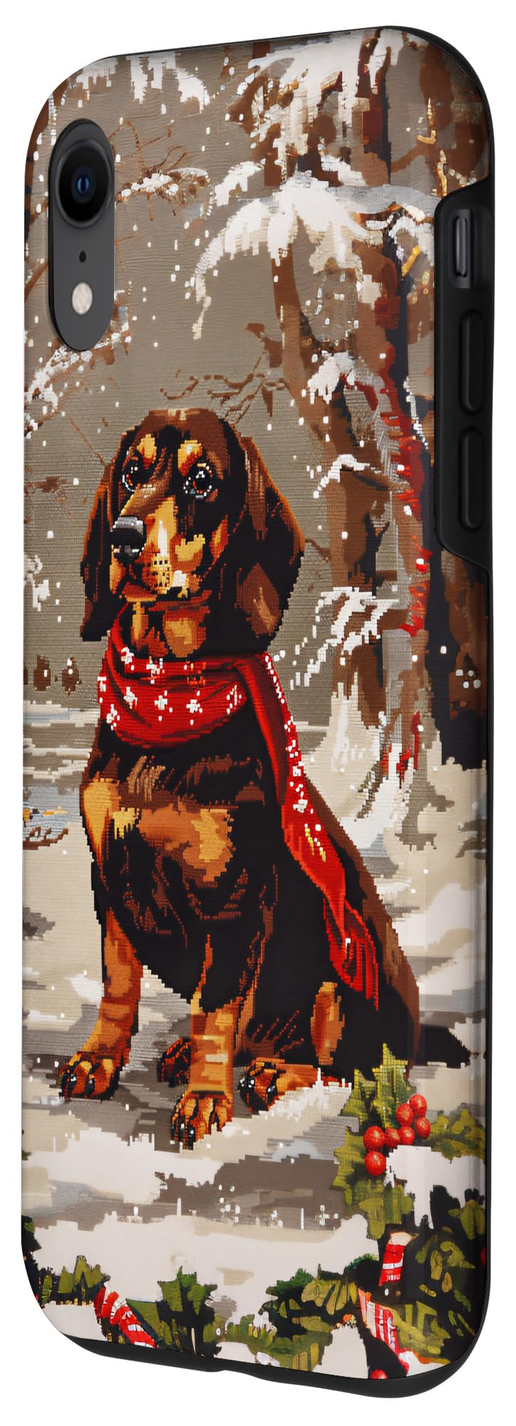 iPhone XR Funny Chocolate and Tan Dachshund Dog Christmas Merry Xmas Case - Image 2
