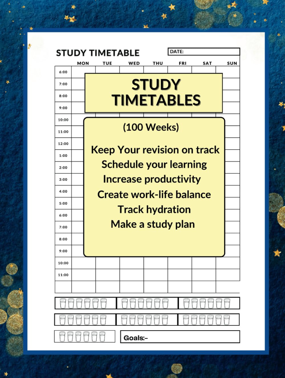 Study Timetables: Daily agenda sheets, hour by hour, 100 weekly ...