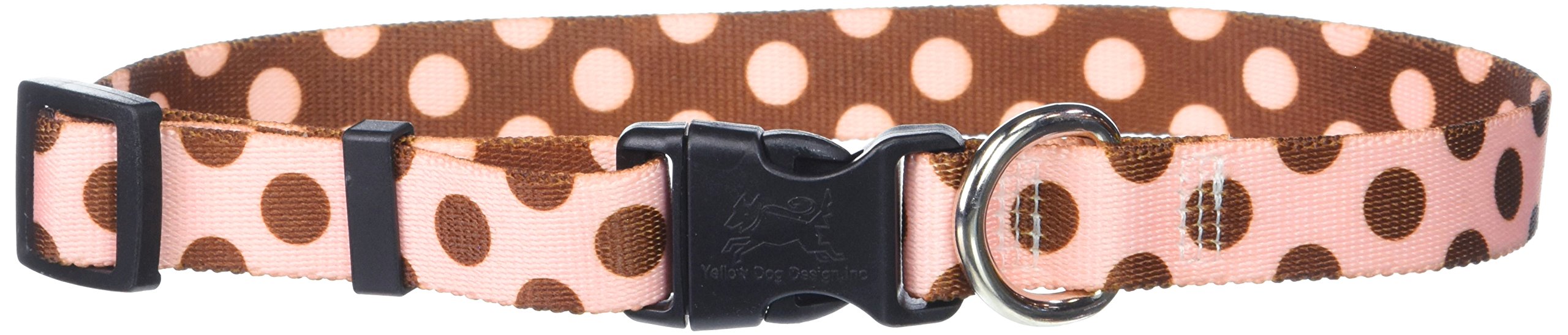 Yellow Dog Design Standard Easy-Snap Collar, Pink/Brown Polka Dot, Large 18" - 28"
